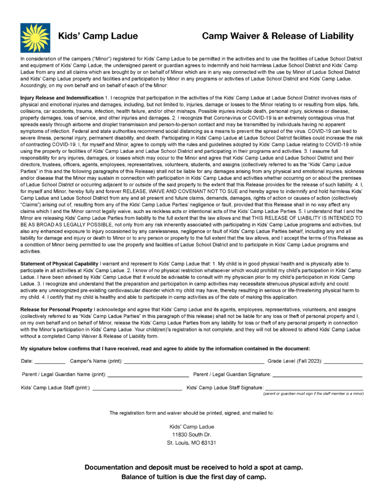 Waiver and Release of Liability